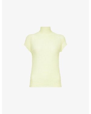 Issey Miyake Woolly Pleats-66 Knitted Top - Yellow