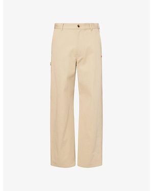 Loewe Anagram-Embroidered Cotton-Twill Trousers - Natural
