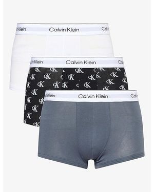 Calvin Klein Wht,,Turbulence Icon Pack Of Three Stretch-Cotton Trunks - Blue