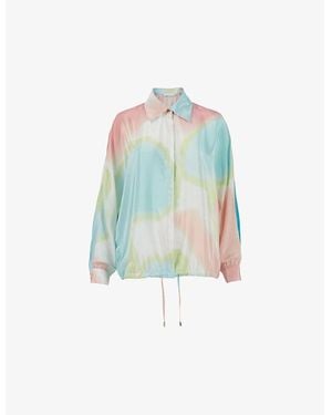 eem Graphic-Print Drawstring-Hem Woven Shirt - Blue