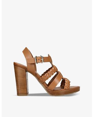 Carvela Kurt Geiger Krill Woven-Strap Heeled Leather Sandals - Brown