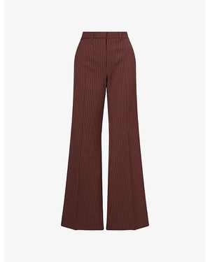 ME+EM Pinstripe Kick Flare-Leg Woven Pants - Red