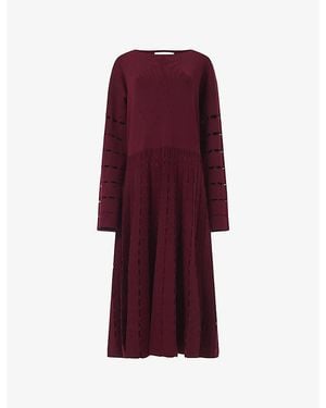 eem Patterned Scoop-Neck Knitted Midi Dress - Purple