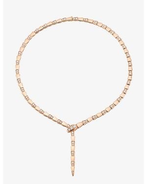 BVLGARI Serpenti Coiled-Snake 18Ct Rose- And 4.5Ct Diamond Necklace - Natural