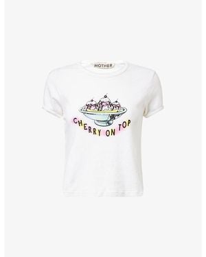 Mother The Itty Bitty Ringer Graphic-Print Cotton T-Shirt - White