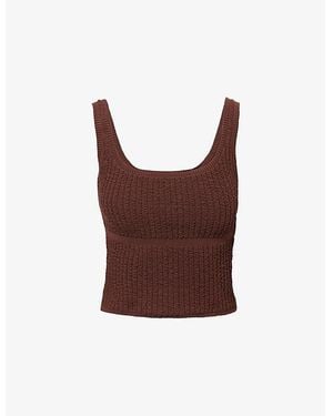 Represent Micro Seersucker Stretch-Woven Cami Top - Brown