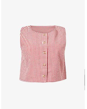 Posse Rio Gingham Cotton-Poplin Top - Pink