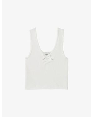 Claudie Pierlot Bow-Embroidered Round-Neck Knitted Tank Top - White