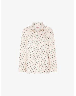 OMNES Magnus Floral-Print Denim Overshirt - White