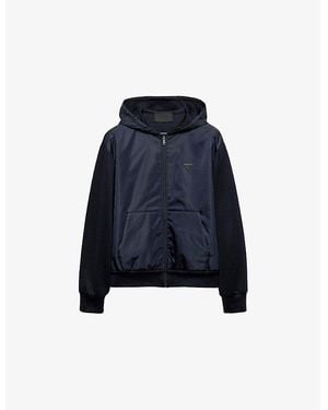 Prada Re Nylon Technical Cotton-Blend Hoody - Blue
