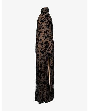 Reformation Vivianna High-Neck Floral Woven Maxi Dress - Black