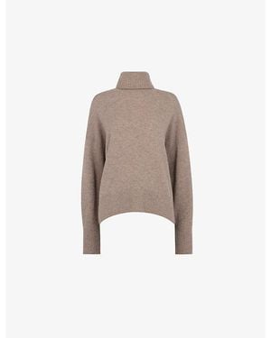 Whistles Relaxed-Fit Roll-Neck Wool Sweater - Brown