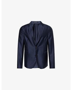 Emporio Armani Tropical Single-Breasted Wool And Silk-Blend Blazer - Blue