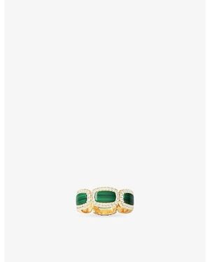 Apm Monaco Mediterranee 18Ct- Plated Alloy, Malachite And Cubic Zirconia Ring - Yellow