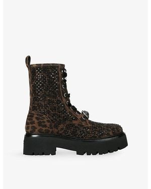Kurt Geiger Chelsea Suede-Embellished Boots - Black