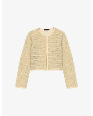 Maje Rhinestone-Embellished Knitted Cardigan - Natural