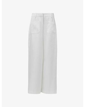 eem Wide-Leg High-Waist Woven Pants - White