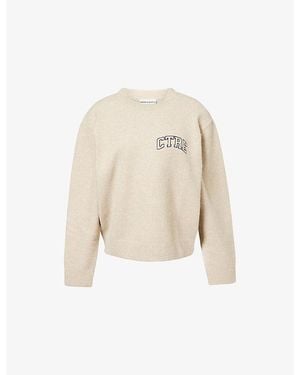 The Couture Club Logo-Embroidered Relaxed-Fit Knitted Jumper - Natural