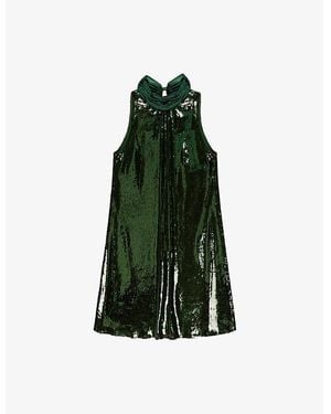 Ro&zo Freya Halterneck Sequin-Embellished Mini Dress - Green