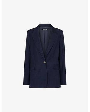 Whistles Single-Breasted Pinstripe Stretch-Woven Blazer - Blue