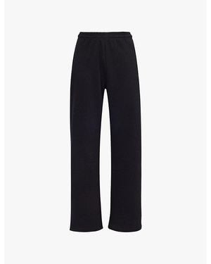 Sisters & Seekers Trademark Drawstring Waistband Straight-Leg Mid-Rise Cotton-Blend Jogging Bottoms - Blue