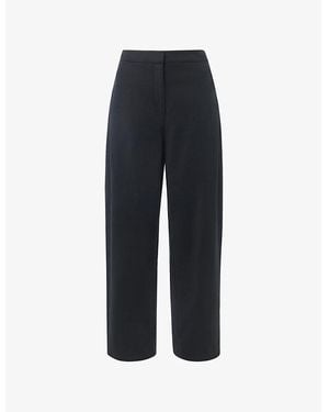 Whistles Tapered-Leg High-Rise Stretch-Cotton Pants - Blue