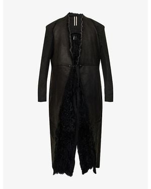 Rick Owens Cyclops Wrap-Over Shearling Coat - Black