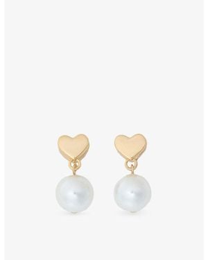 Maje Heart Brass And Faux-Pearl Drop Earrings - White