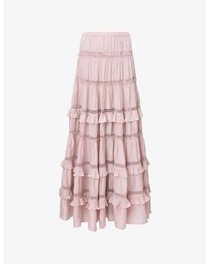 AllSaints Talia Tiered-Hem Modal Maxi Skirt - Pink