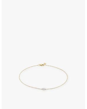 Monica Vinader Marquis Solitaire 14Ct- And 0.015Ct Brilliant-Cut Lab-Grown Diamond Bracelet - White