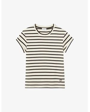 Claudie Pierlot Striped Short-Sleeved Cotton-Jersey T-Shirt - Gray