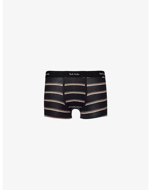 Paul Smith Signature-Stripe Close-Fit Stretch Organic-Cotton Trunks - Black