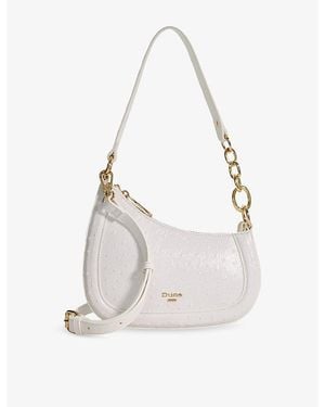 Dune Direction Small Patent-Leather Shoulder Bag - White