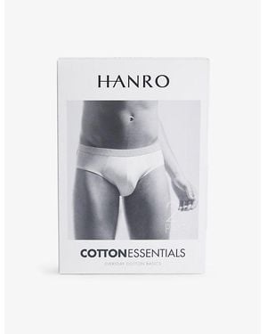 Hanro Cotton Essentials Logo-Waistband Pack Of Two Stretch-Cotton Briefs - White