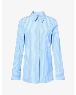 TOTEME Striped Poplin Cotton Shirt - Blue