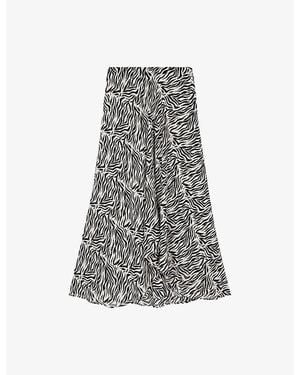 The Kooples Graphic-Print High-Rise Woven Midi Dress - Gray