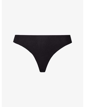 Hanro Invisible Mid-Rise Stretch-Cotton Thong - Blue