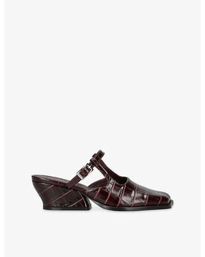 Loewe Onda Leather Mules - Brown