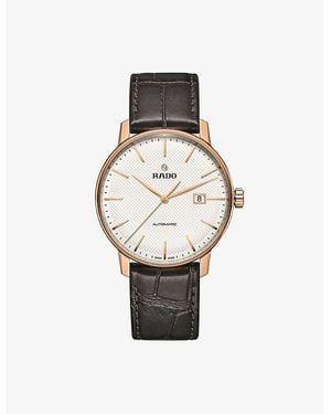 Rado R22877025 Coupole Classic Automatic Rose-Plated Stainless Steel And Leather Watch - White