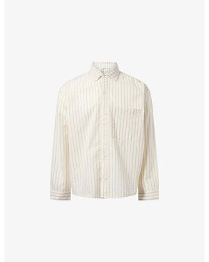 MKI Miyuki-Zoku Boxy-Fit Pinstripe Seersucker Cotton Shirt - White