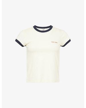 SIR. Yes Embroidered Logo Fitted Stretch-Cotton T-Shirt - White