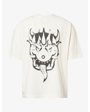 Y-3 Graphic-Print Short-Sleeve Cotton T-Shirt - White
