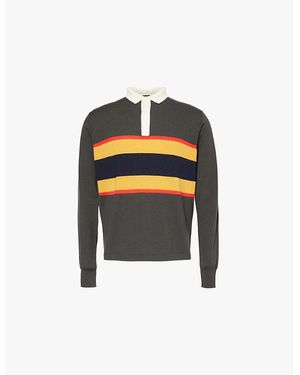 Drake's Rugby Striped-Print Regular-Fit Wool Polo Shirt Xxl - Black