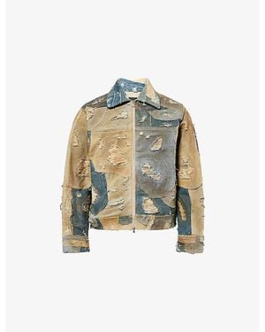 Who Decides War Dusty Blues Distressed Denim Jacket - Green