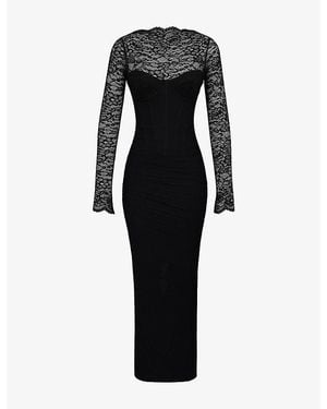 house of cb black long sleeve dress Toira Black Draped Corset Dress