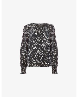 Whistles Spot-Print Relaxed-Fit Woven Blouse - Black