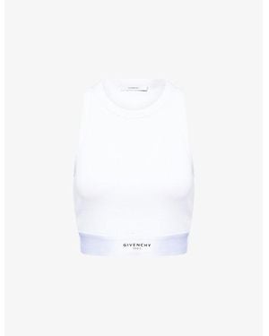 Givenchy Cropped Logo Cotton-Knit Top - White