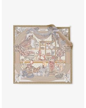 BVLGARI Curiosity Printed Square Silk-Twill Scarf - Natural
