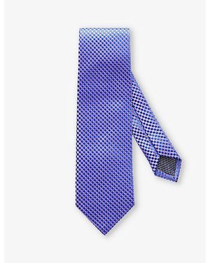 Eton Geometric-Pattern Silk Tie - Purple
