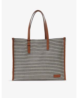 Reiss Sacha Striped Canvas Tote Bag - Black